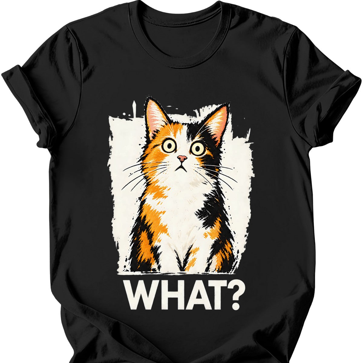 What? — Calico Cat T-Shirt — Black
