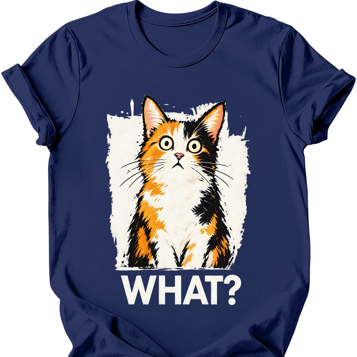 What? — Calico Cat T-Shirt — Navy