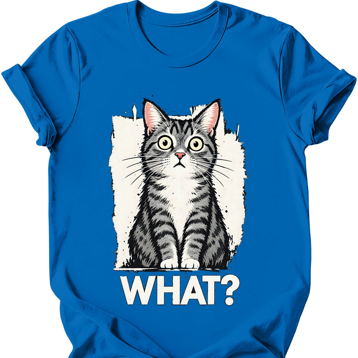 What? — Grey and White Tabby T-Shirt — Royal