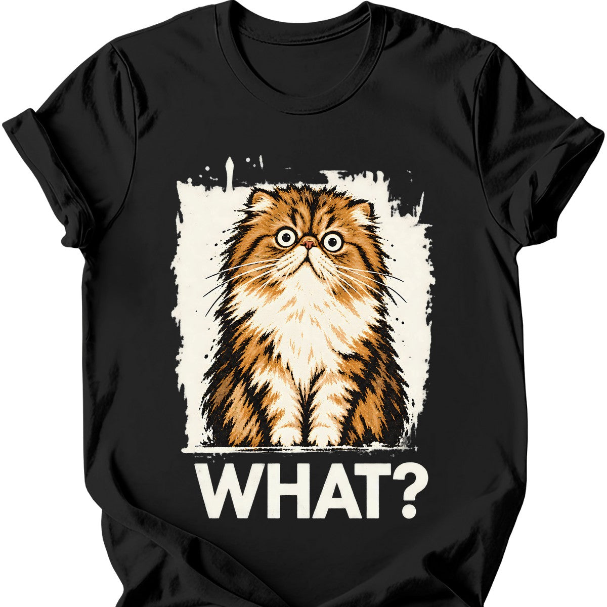What? — Persian Cat T-Shirt — Black