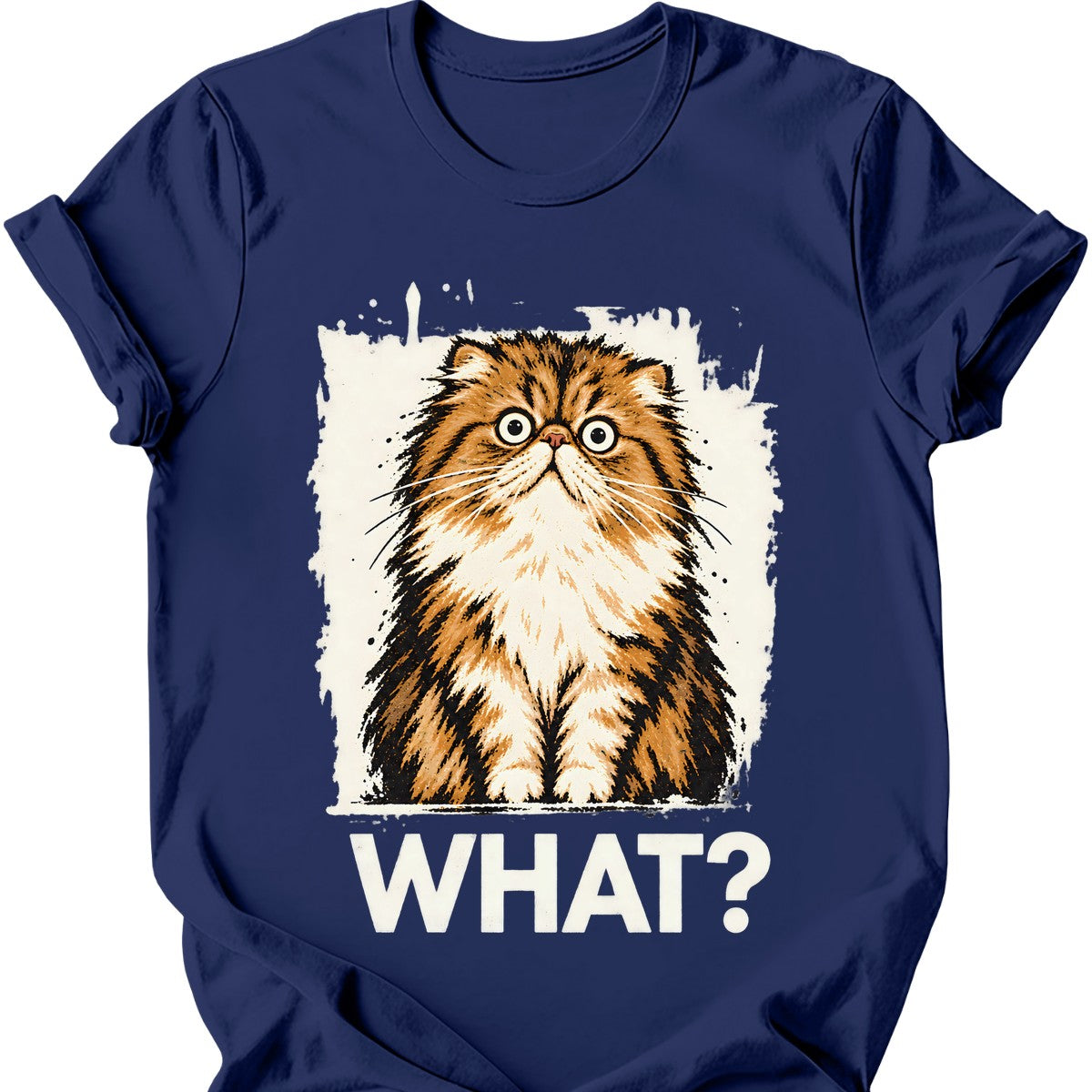 What? — Persian Cat T-Shirt — Navy
