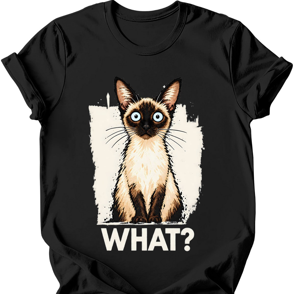 What? — Siamese Cat T-Shirt — Black