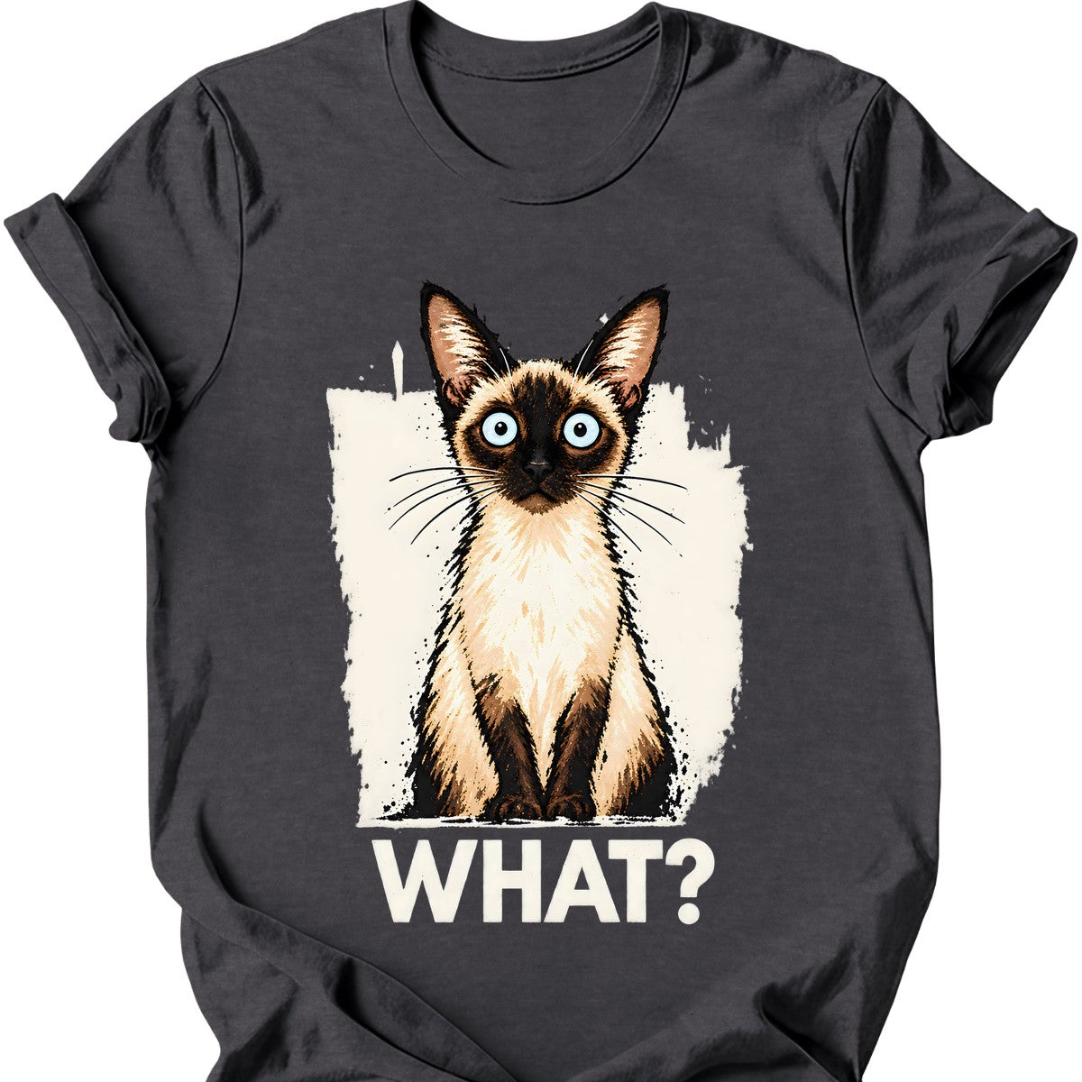 What? — Siamese Cat T-Shirt — Dark Heather