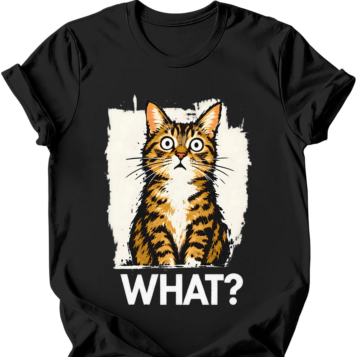 What? — Tabby Cat T-Shirt — Black