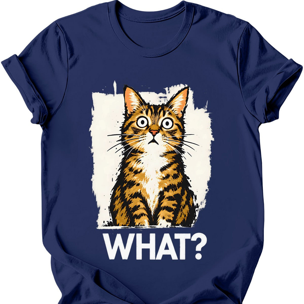 What? — Tabby Cat T-Shirt — Navy