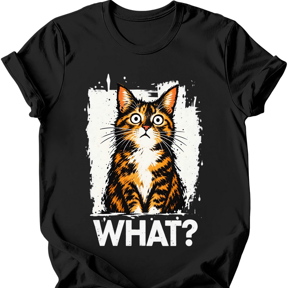 What? — Tortoiseshell Cat T-Shirt — Black