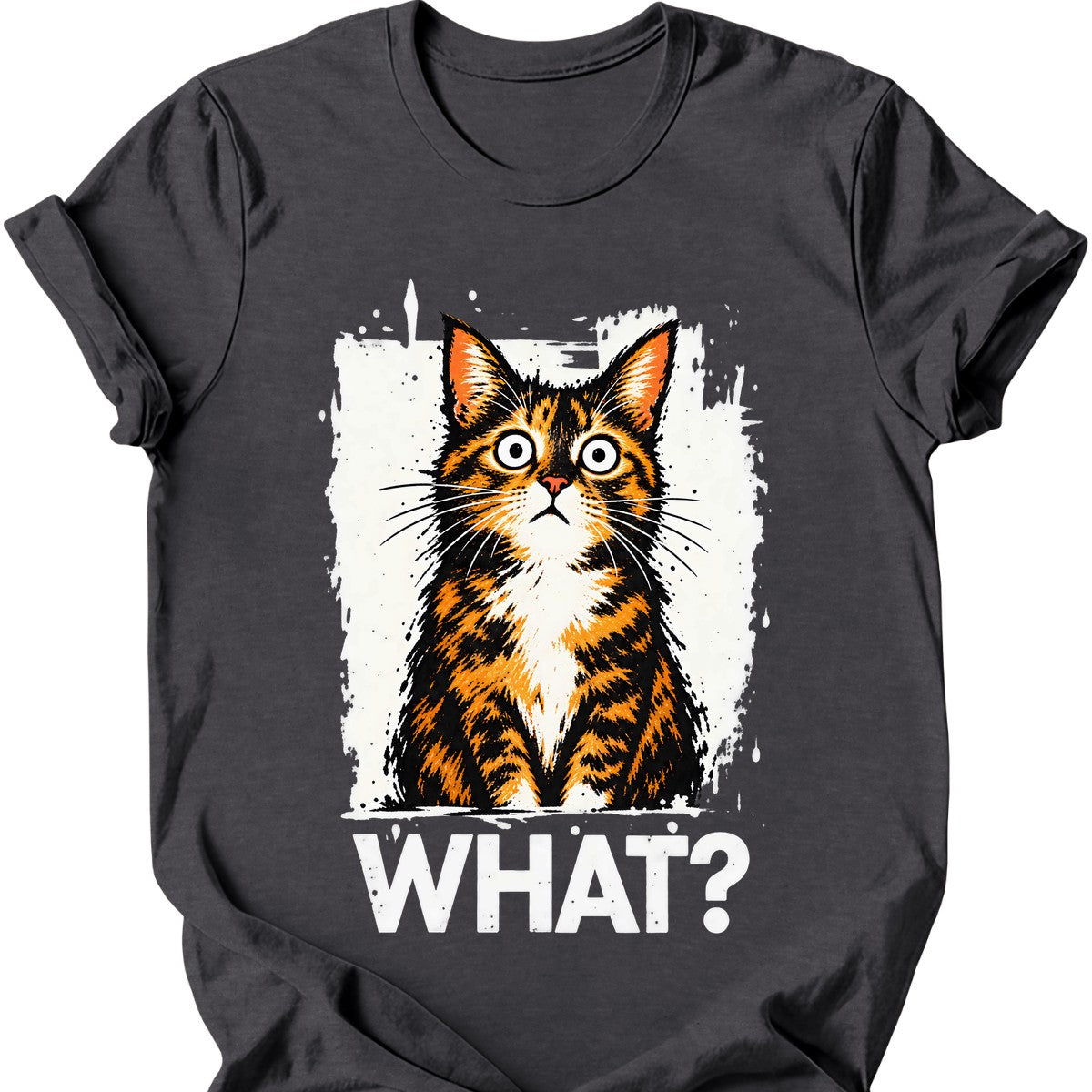 What? — Tortoiseshell Cat T-Shirt — Dark Heather