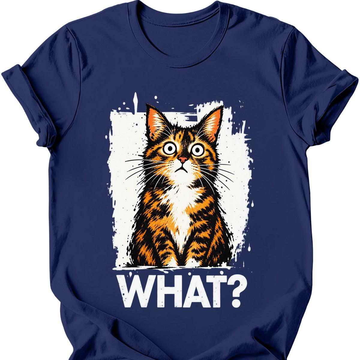 What? — Tortoiseshell Cat T-Shirt — Navy