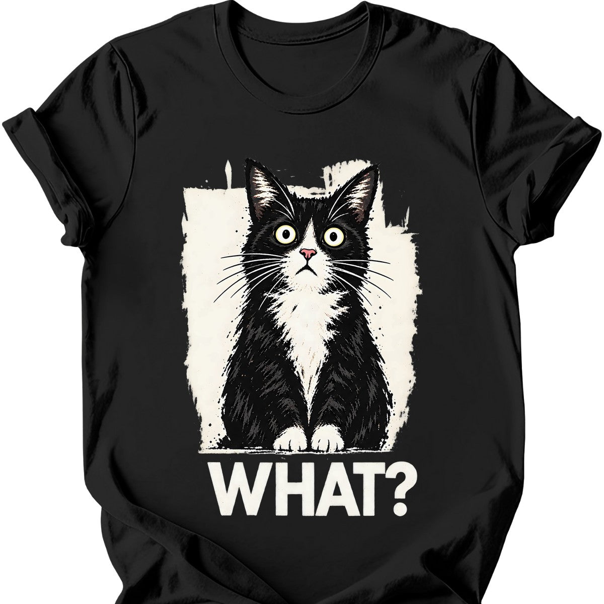 What? — Tuxedo Cat T-Shirt — Black