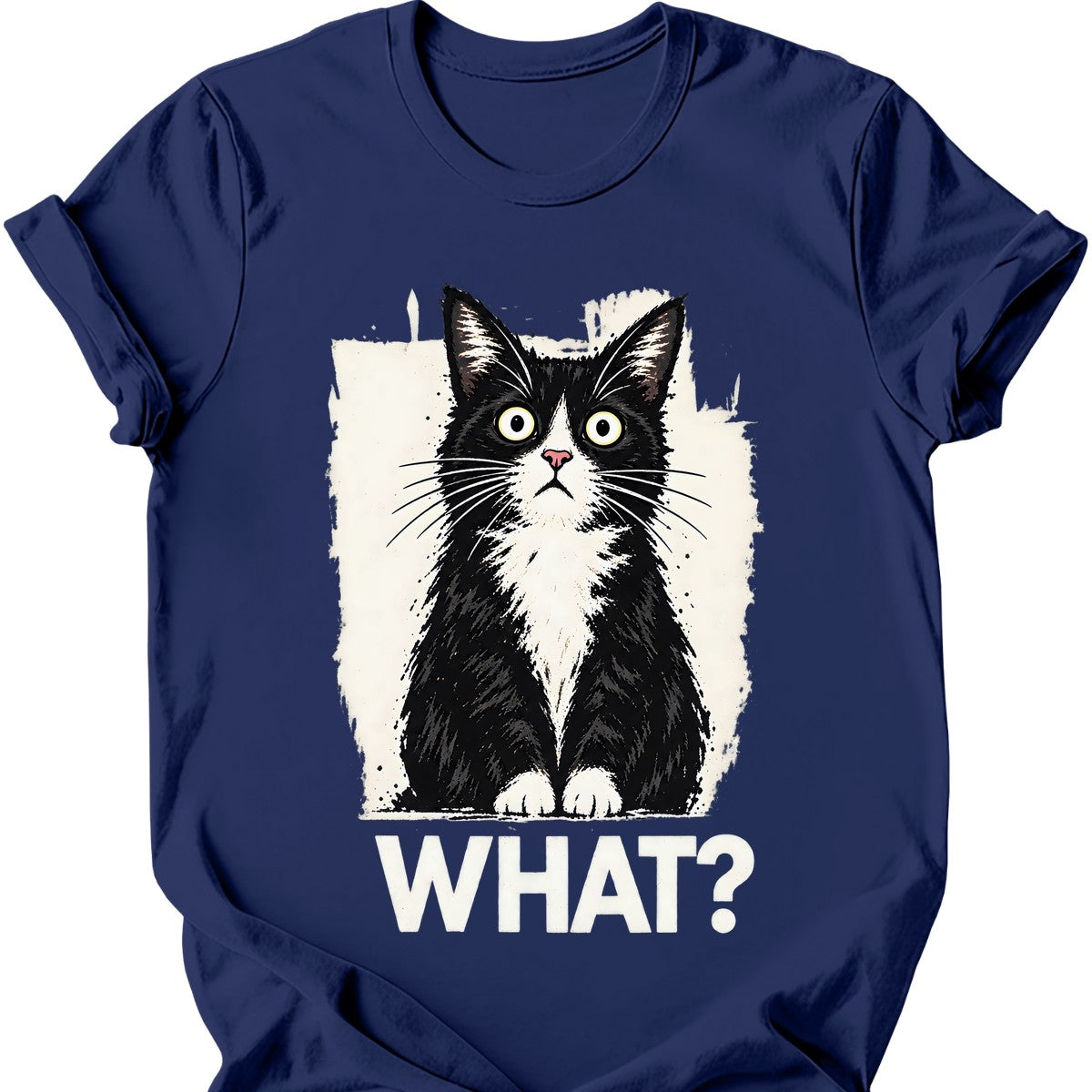 What? — Tuxedo Cat T-Shirt — Navy