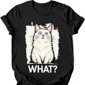 What? — White Cat T-Shirt — Black
