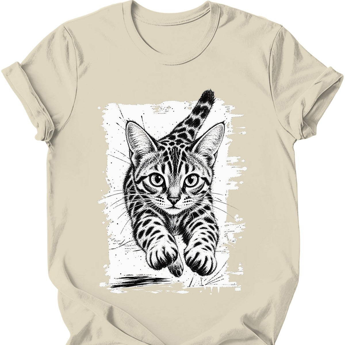Running Cat — Bengal Cat T-Shirt — Natural