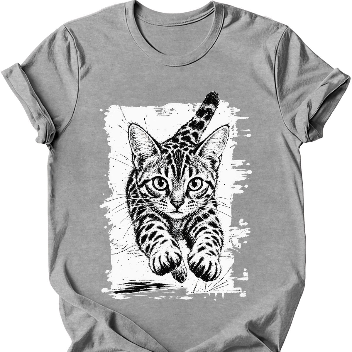 Running Cat — Bengal Cat T-Shirt — Sport Grey
