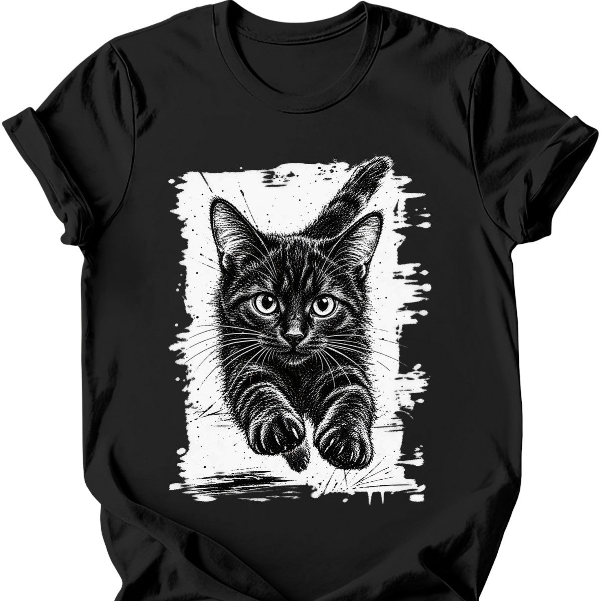Running Cat — Black Cat T-Shirt — Black