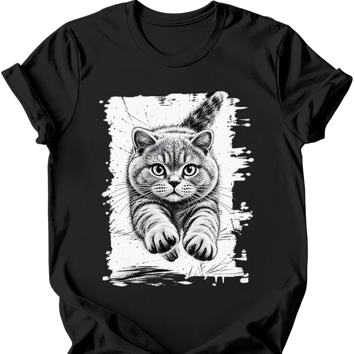 Running Cat — British Shorthair T-Shirt — Black