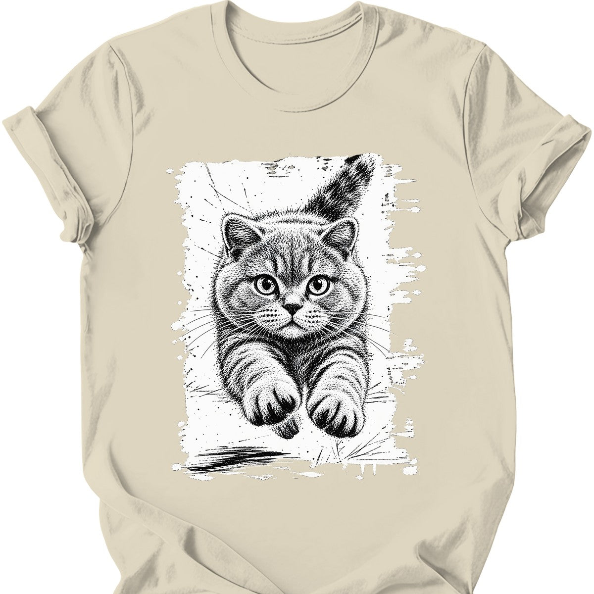Running Cat — British Shorthair T-Shirt — Natural