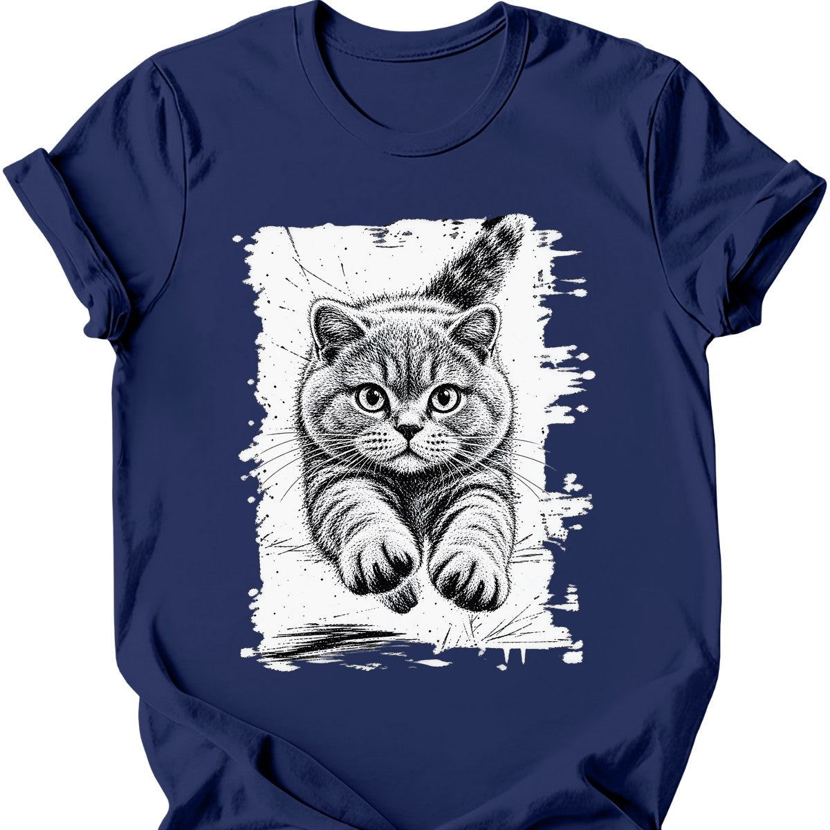 Running Cat — British Shorthair T-Shirt — Navy