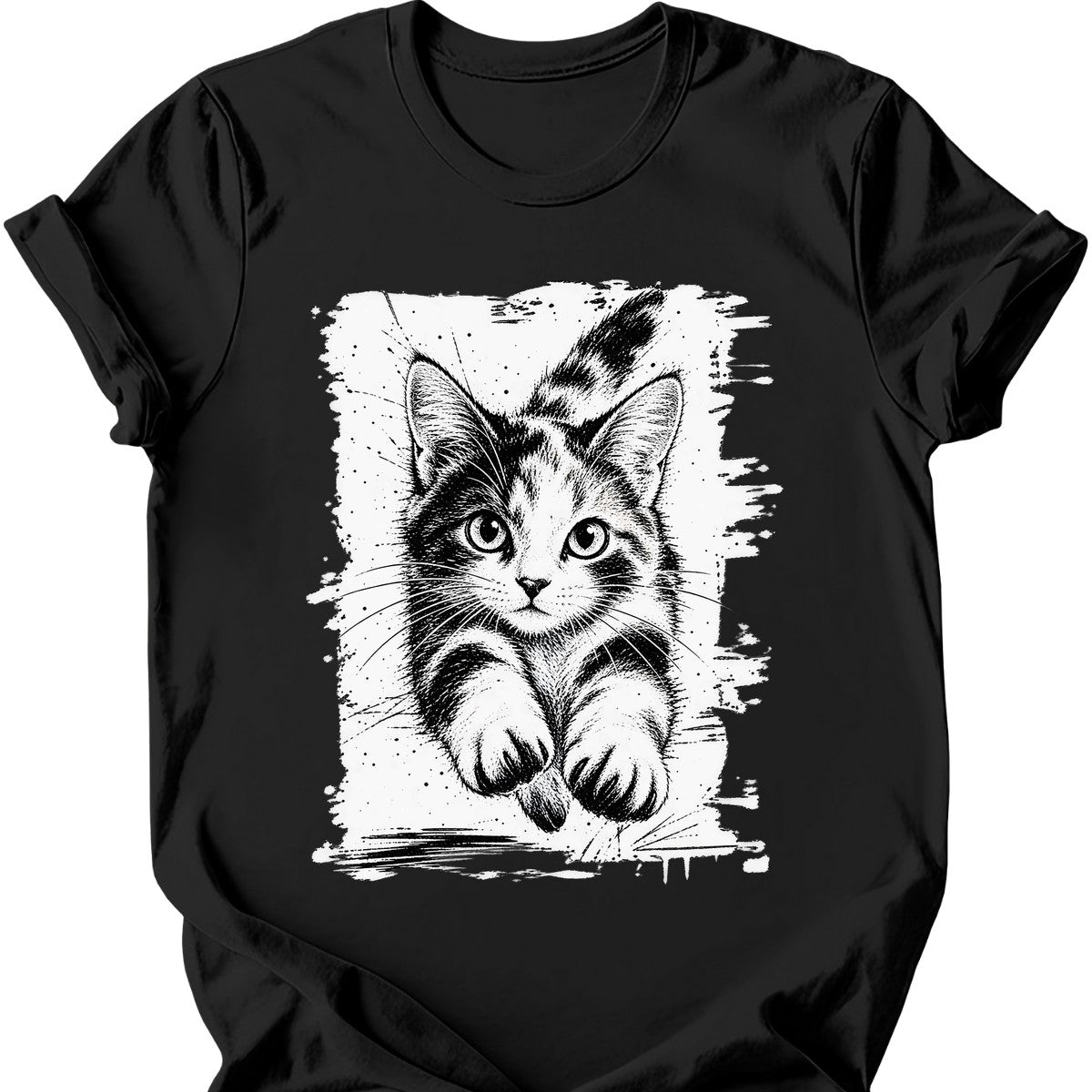 Running Cat — Calico Cat T-Shirt — Black