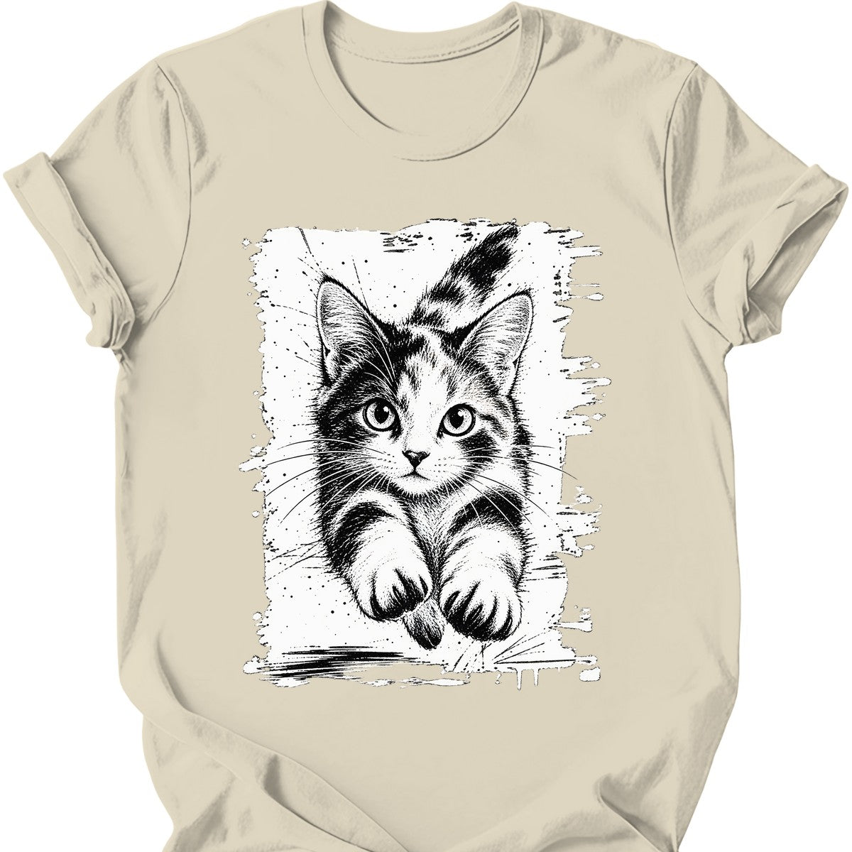 Running Cat — Calico Cat T-Shirt — Natural
