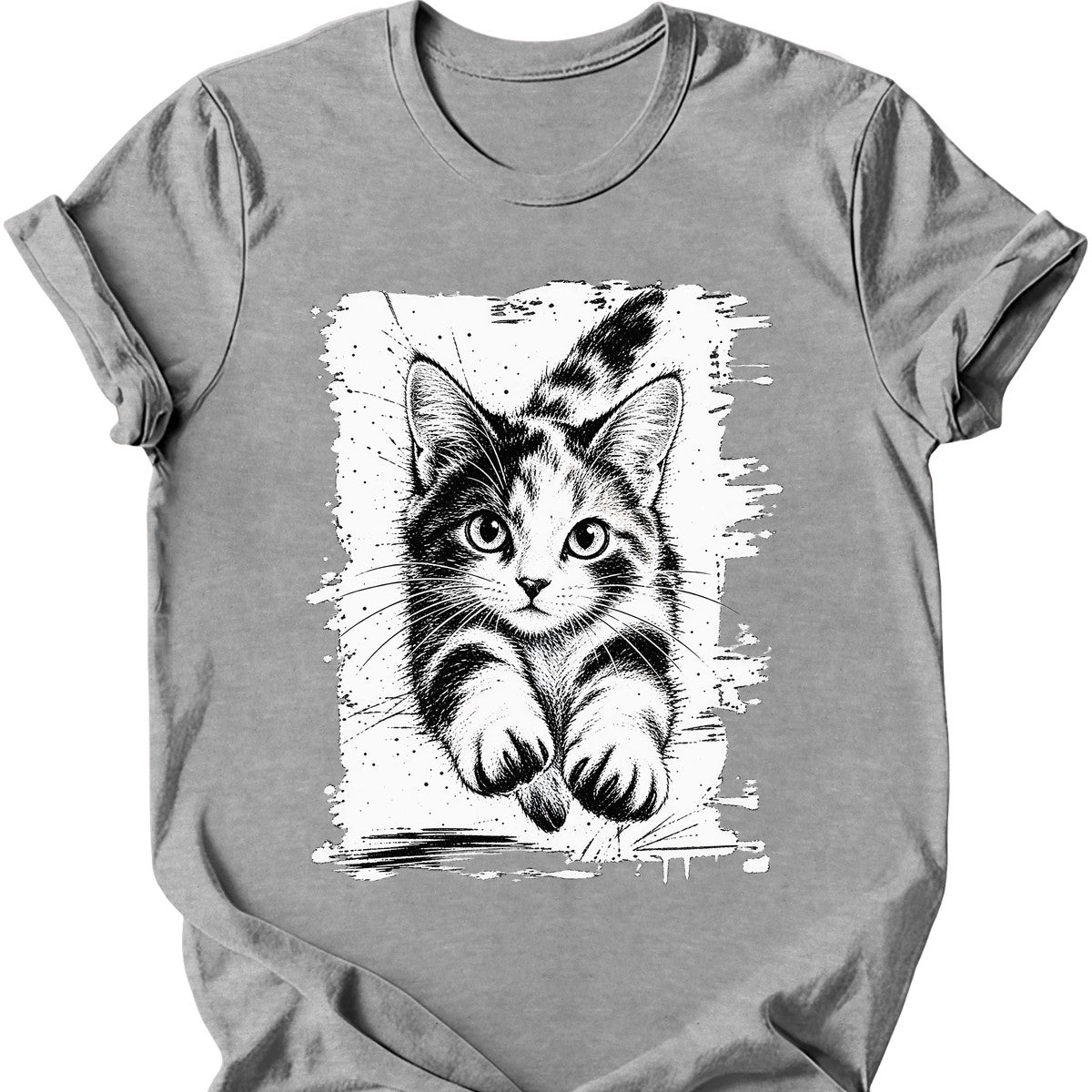 Running Cat — Calico Cat T-Shirt — Sport Grey
