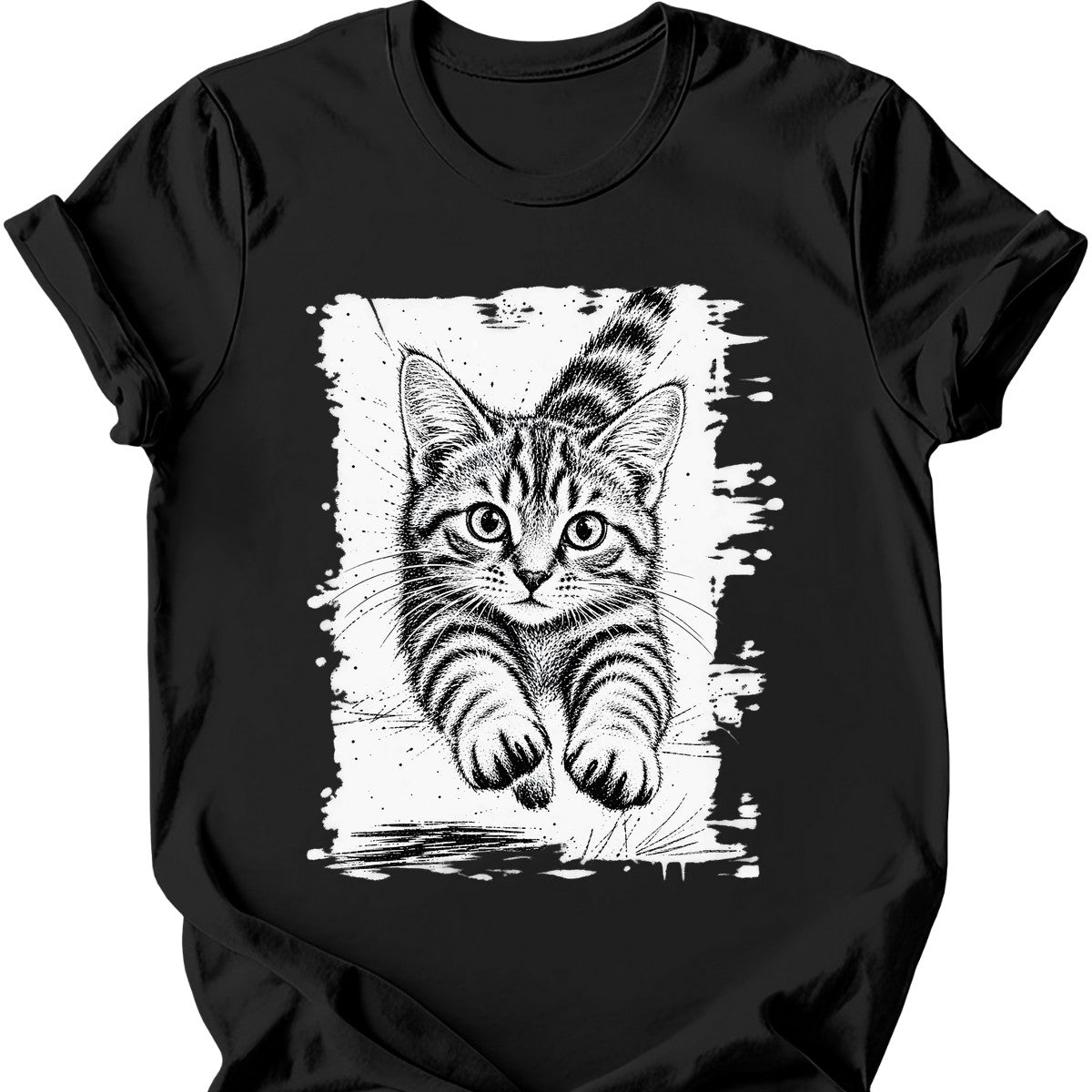 Running Cat — Ginger Tabby T-Shirt — Black