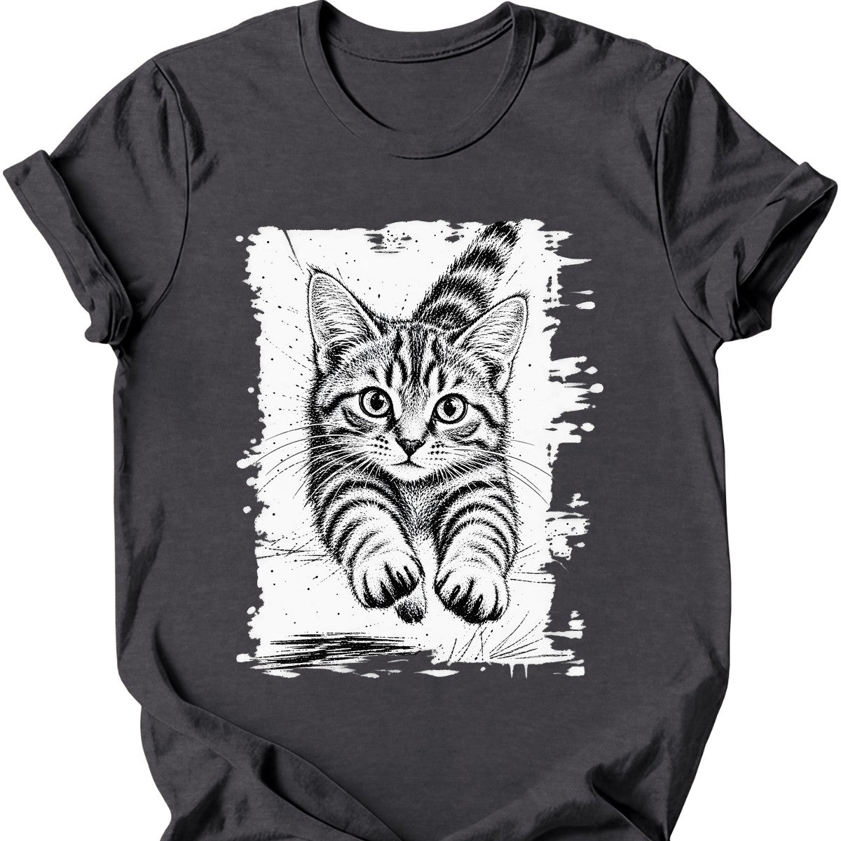 Running Cat — Ginger Tabby T-Shirt — Dark Heather