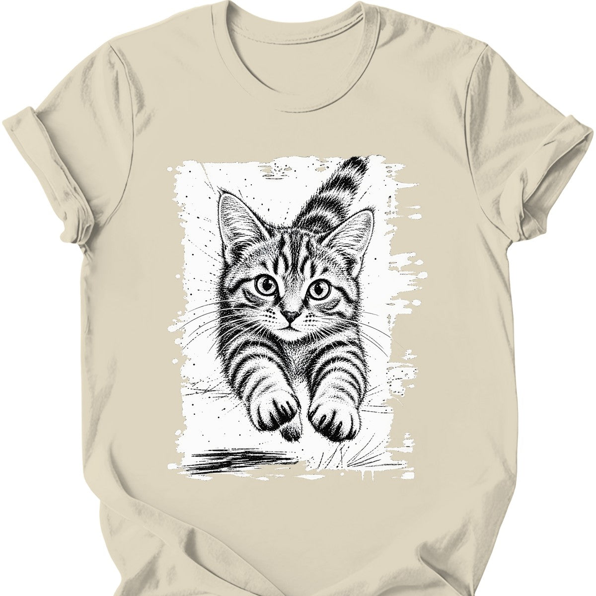 Running Cat — Ginger Tabby T-Shirt — Natural