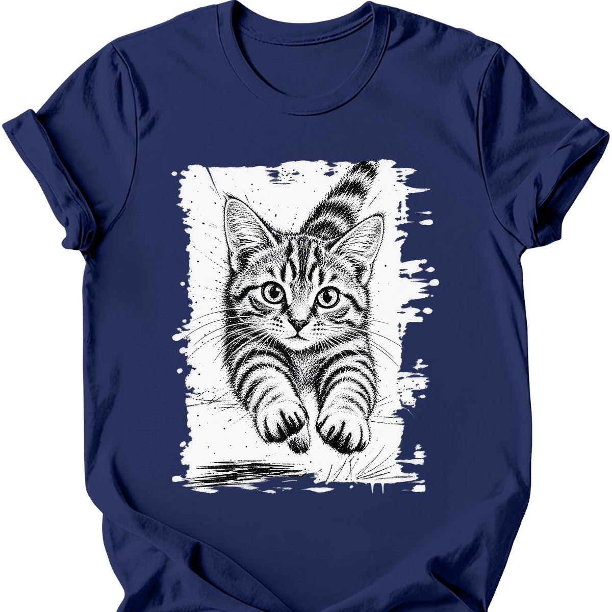 Running Cat — Ginger Tabby T-Shirt — Navy