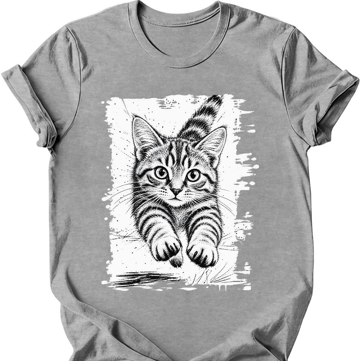 Running Cat — Ginger Tabby T-Shirt — Sport Grey
