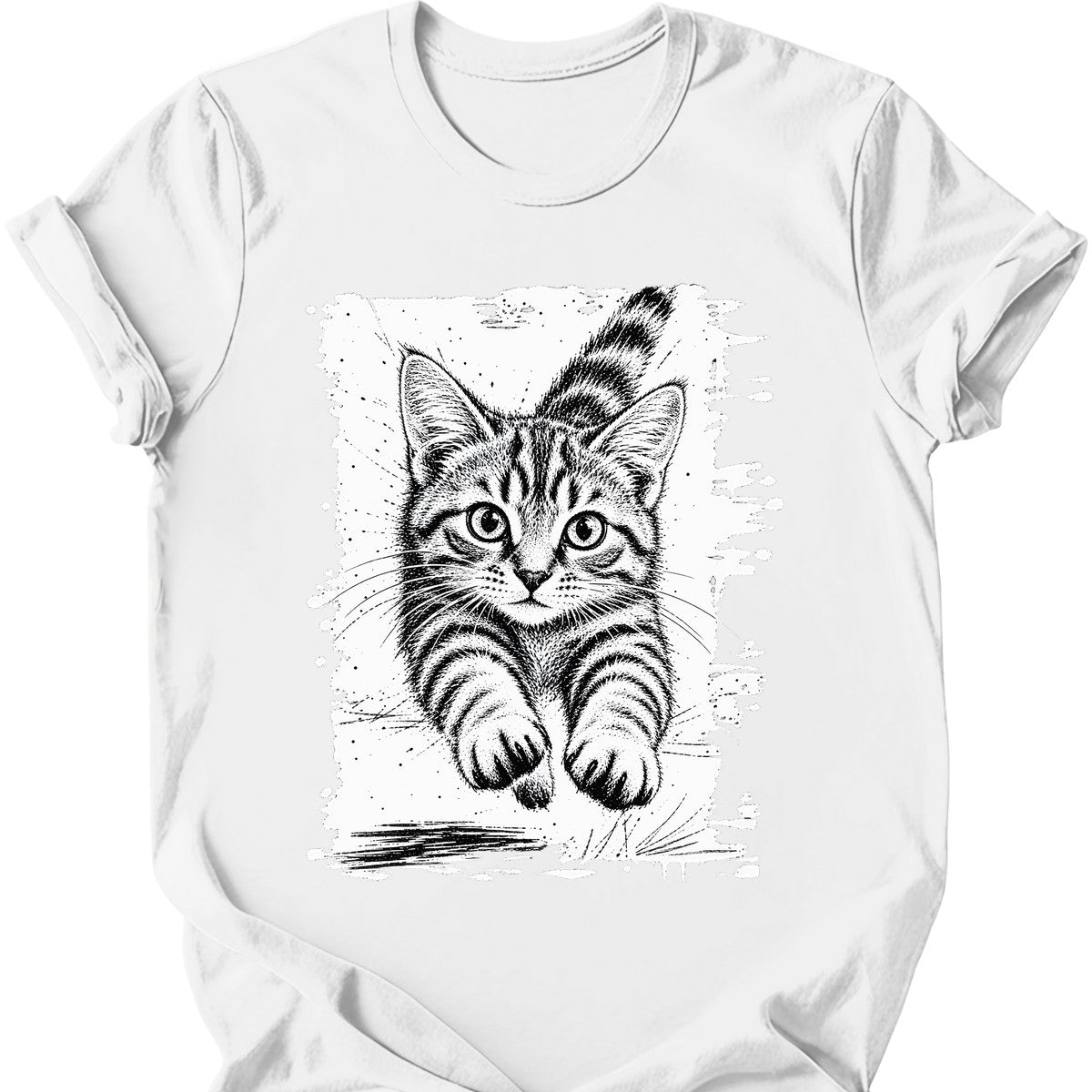 Running Cat — Ginger Tabby T-Shirt — White