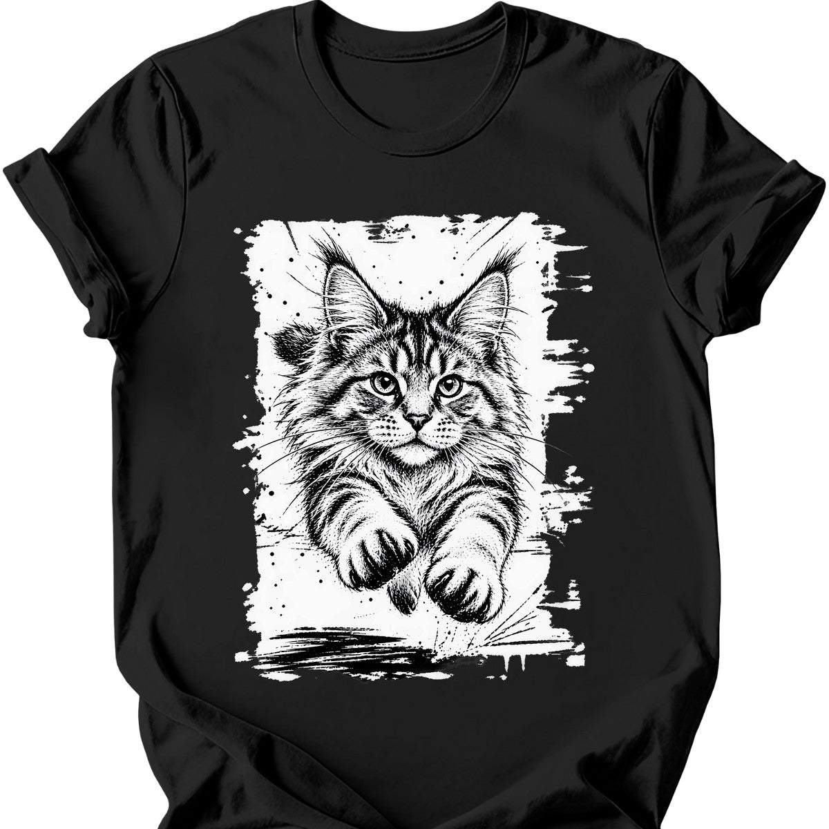 Running Cat — Maine Coon T-Shirt — Black