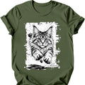 Running Cat — Maine Coon T-Shirt — Military Green