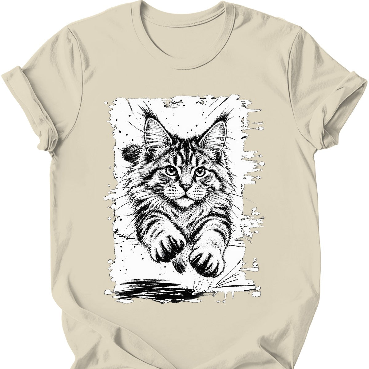 Running Cat — Maine Coon T-Shirt — Natural