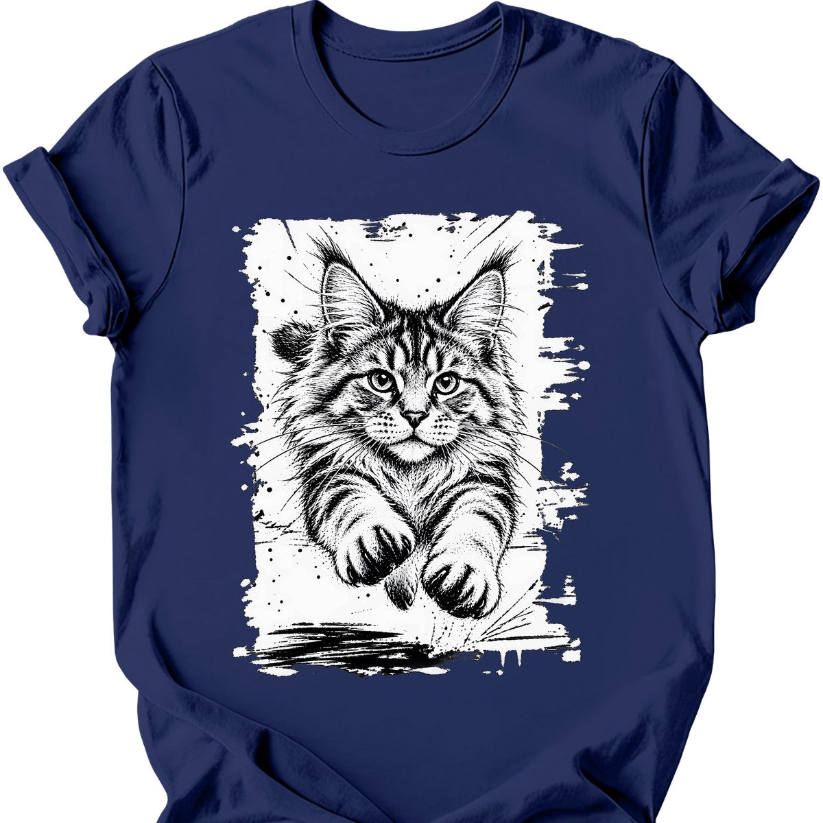 Running Cat — Maine Coon T-Shirt — Navy