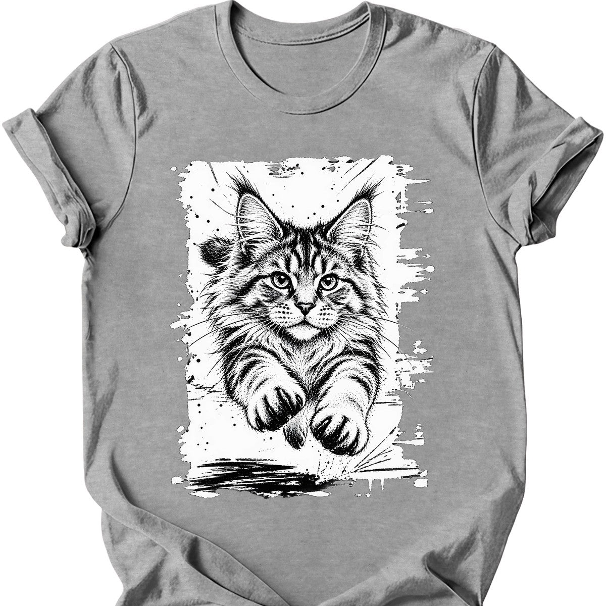 Running Cat — Maine Coon T-Shirt — Sport Grey