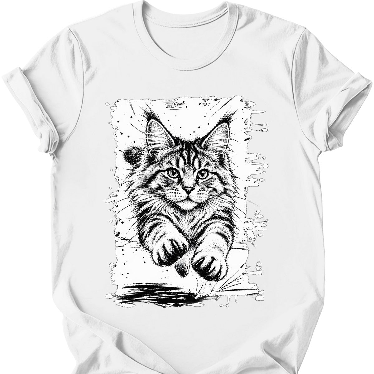 Running Cat — Maine Coon T-Shirt — White