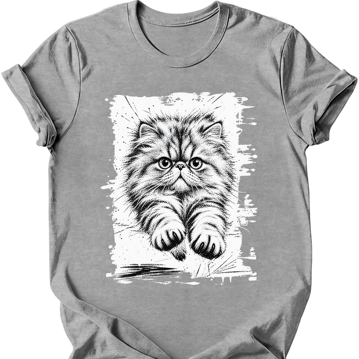 Running Cat — Persian Cat T-Shirt — Sport Grey