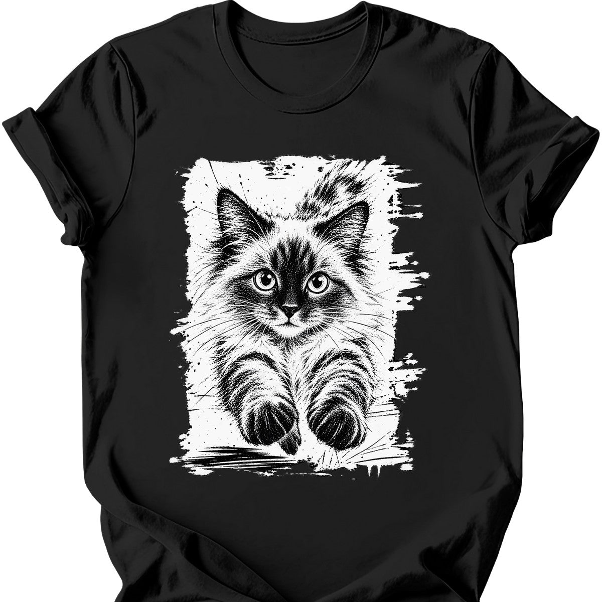 Running Cat — Ragdoll Cat T-Shirt — Black