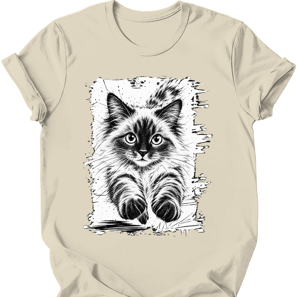 Running Cat — Ragdoll Cat T-Shirt — Natural