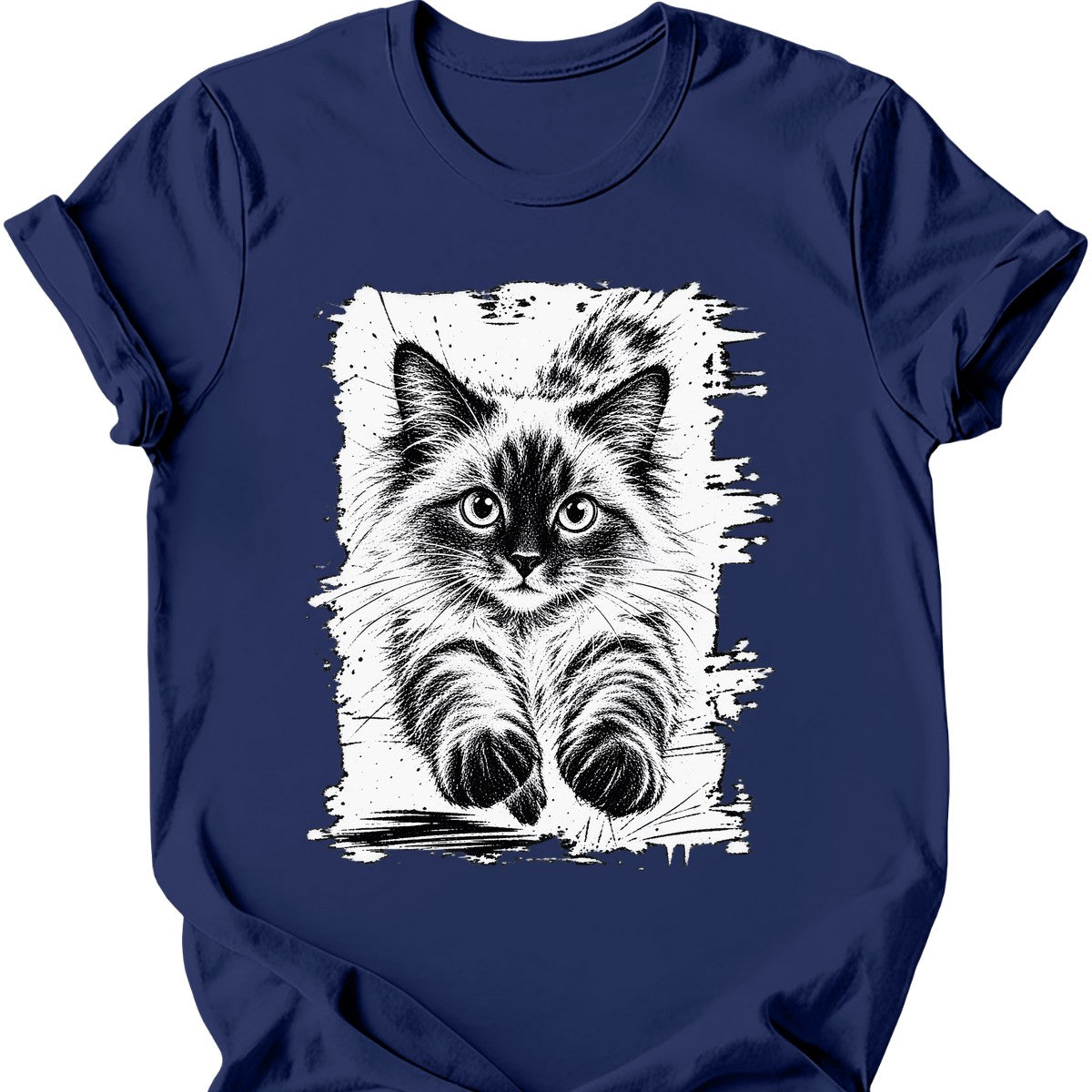 Running Cat — Ragdoll Cat T-Shirt — Navy