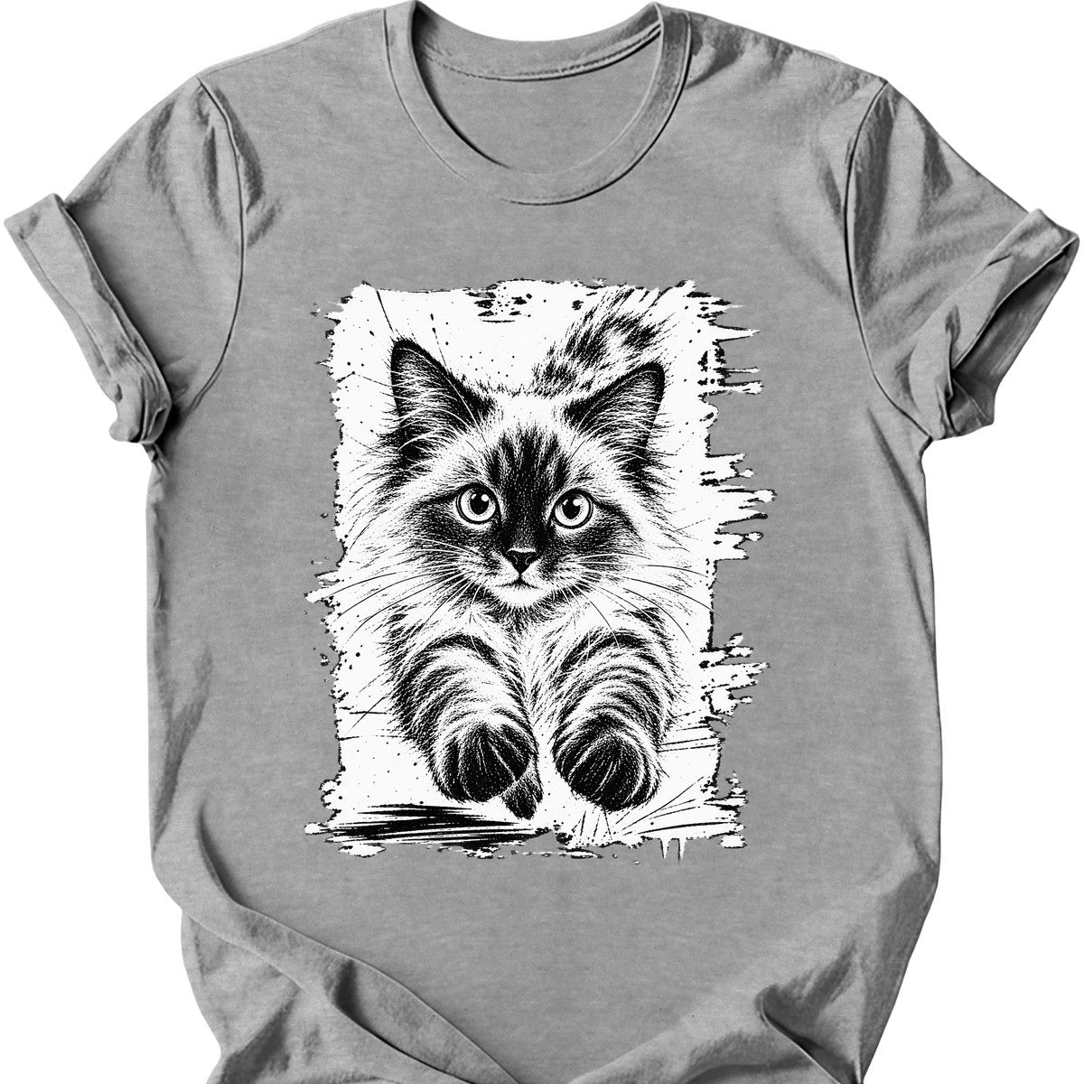 Running Cat — Ragdoll Cat T-Shirt — Sport Grey