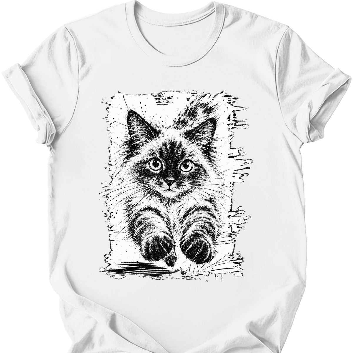 Running Cat — Ragdoll Cat T-Shirt — White