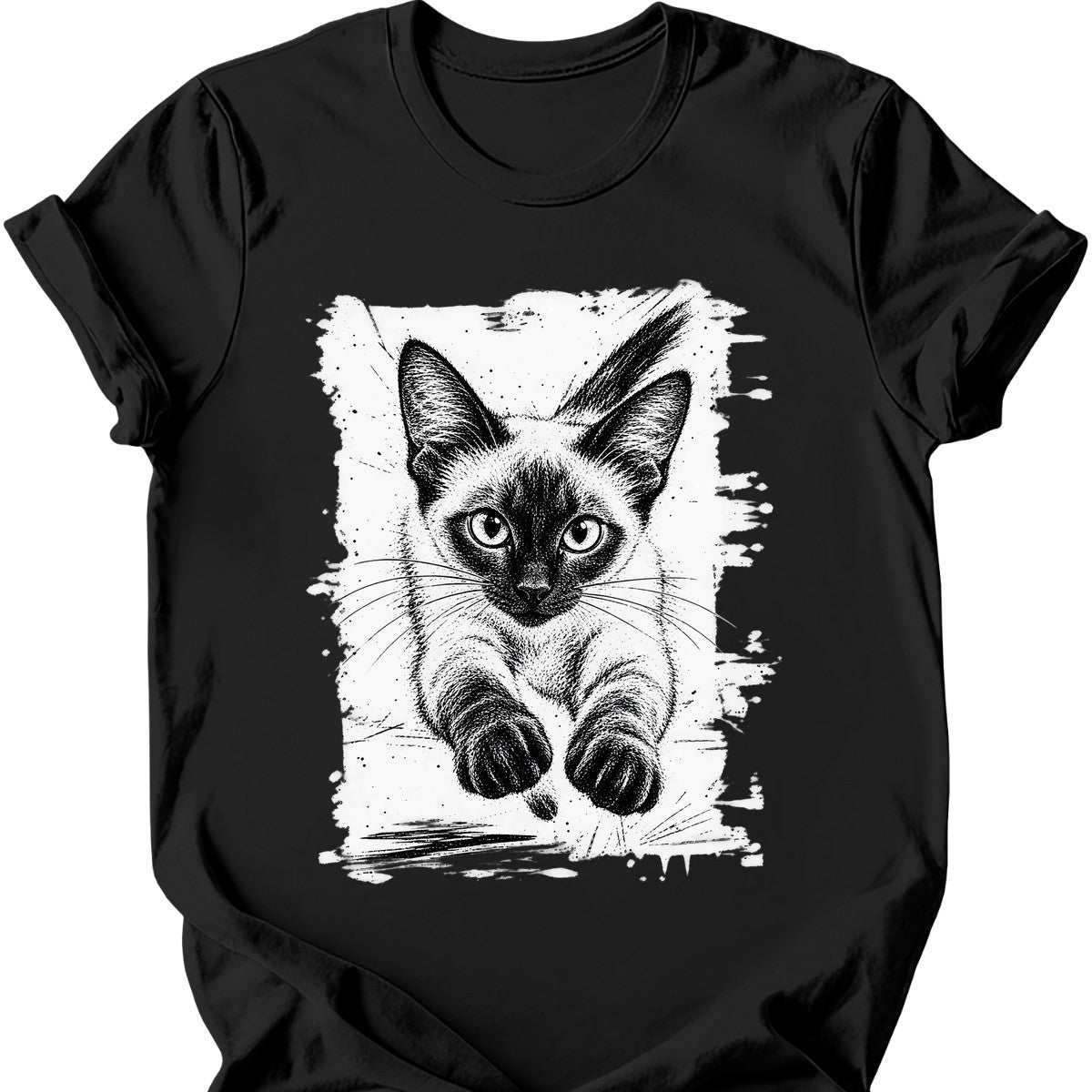 Running Cat — Siamese Cat T-Shirt — Black