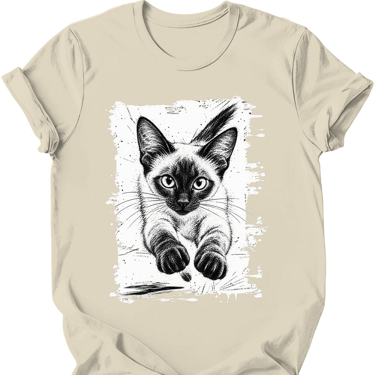 Running Cat — Siamese Cat T-Shirt — Natural