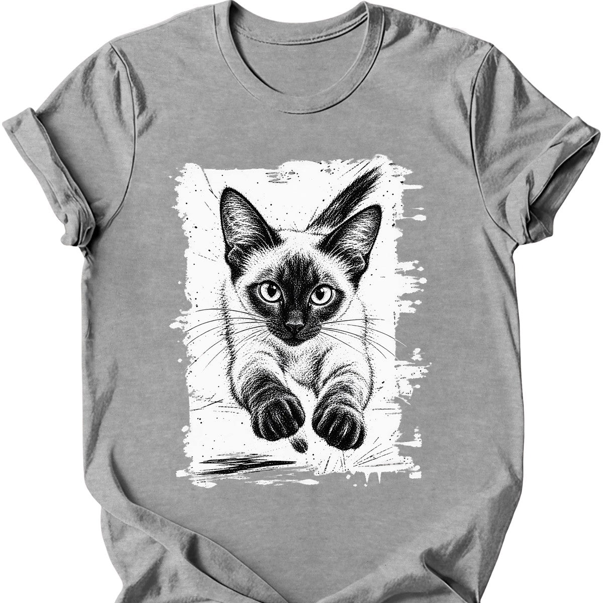 Running Cat — Siamese Cat T-Shirt — Sport Grey