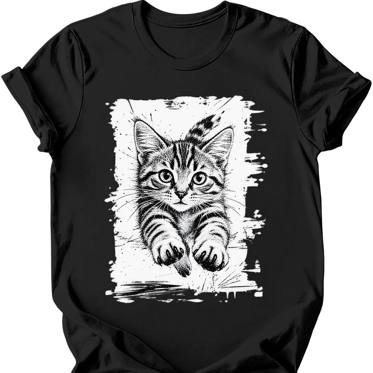 Running Cat — Tabby Cat T-Shirt — Black