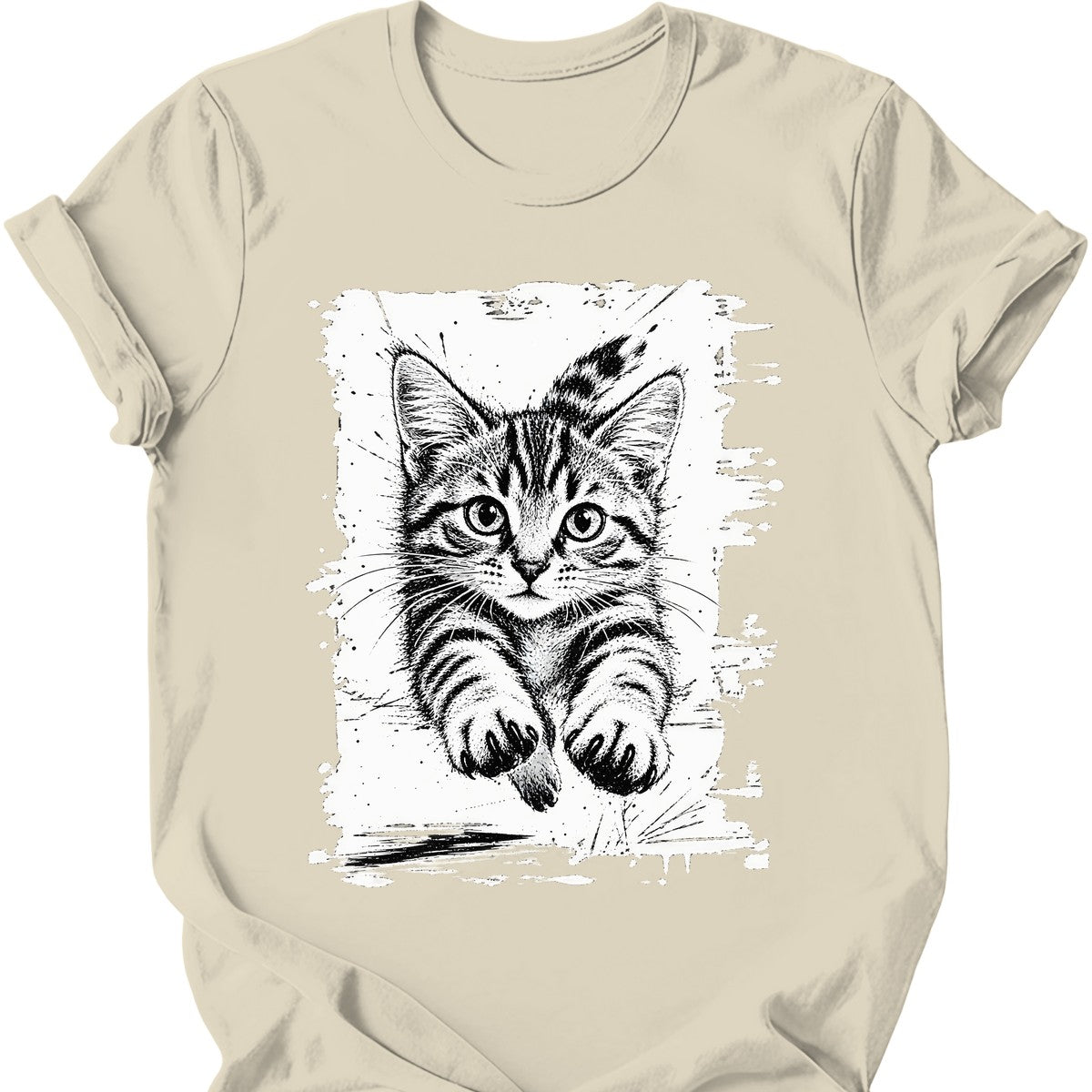 Running Cat — Tabby Cat T-Shirt — Natural