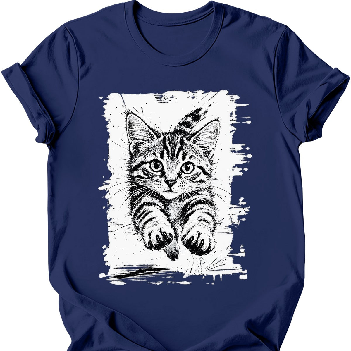 Running Cat — Tabby Cat T-Shirt — Navy