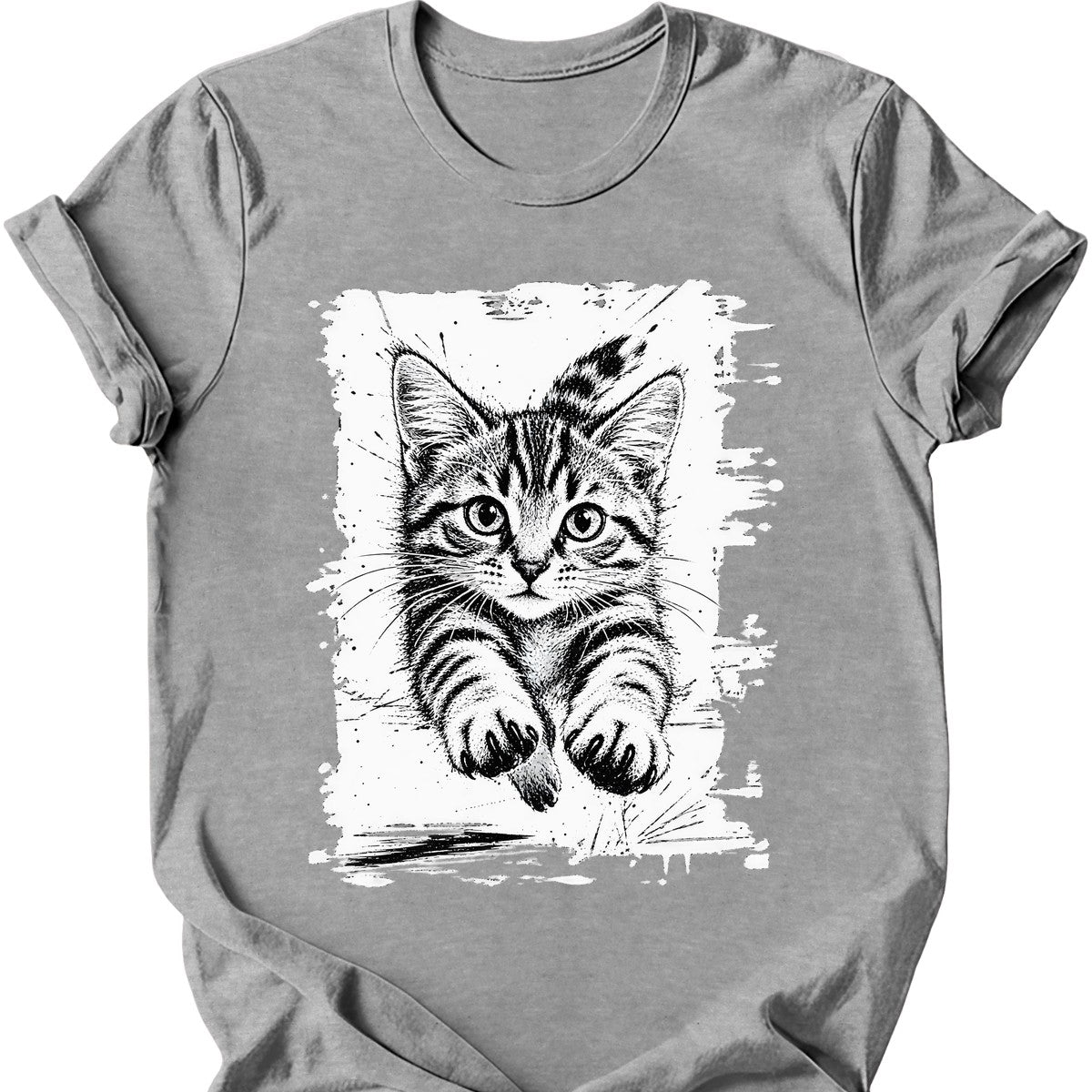 Running Cat — Tabby Cat T-Shirt — Sport Grey