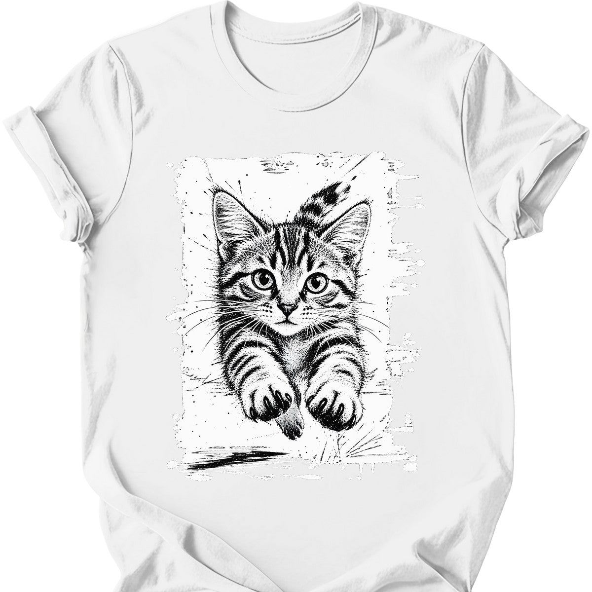 Running Cat — Tabby Cat T-Shirt — White